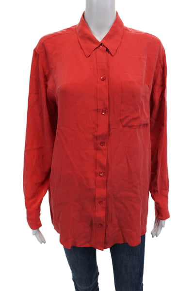 Equipment Femme Womens Long Sleeve Button Up Lined Blouse Red Size M