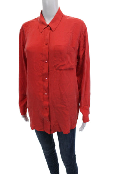 Equipment Femme Womens Long Sleeve Button Up Lined Blouse Red Size M