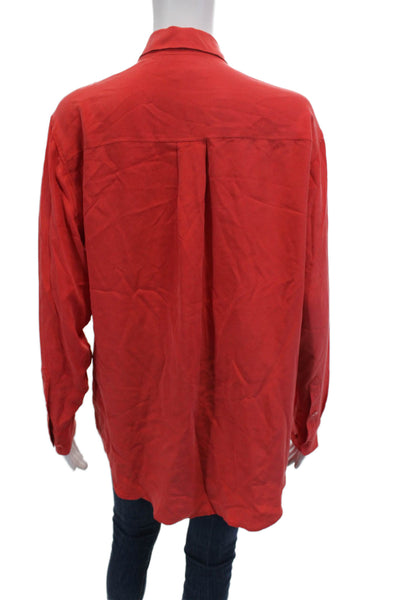 Equipment Femme Womens Long Sleeve Button Up Lined Blouse Red Size M