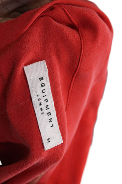Equipment Femme Womens Long Sleeve Button Up Lined Blouse Red Size M