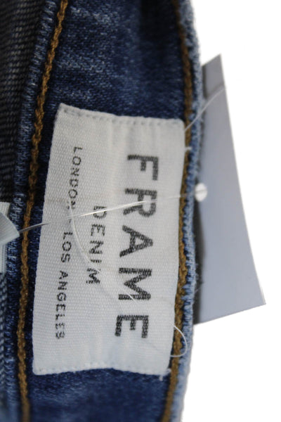 Frame Denim Womens Le High Straight Distressed Jeans Blue Size 25