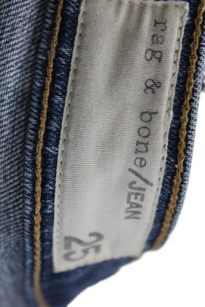 Rag & Bone Jean Womens Tomboy Mid Rise Medium Wash Skinny Jeans Blue Size 25