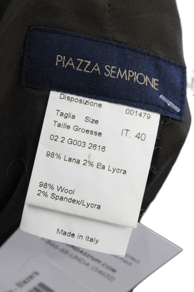 Piazza Sempione Womens Wool Plaid Three Button Long Sleeve Blazer Brown Size 40
