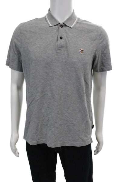 Ted Baker Mens Cotton Short Sleeve V-neck Casual Polo T-shirt Gray Size 03
