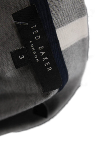 Ted Baker Mens Cotton Short Sleeve V-neck Casual Polo T-shirt Gray Size 03