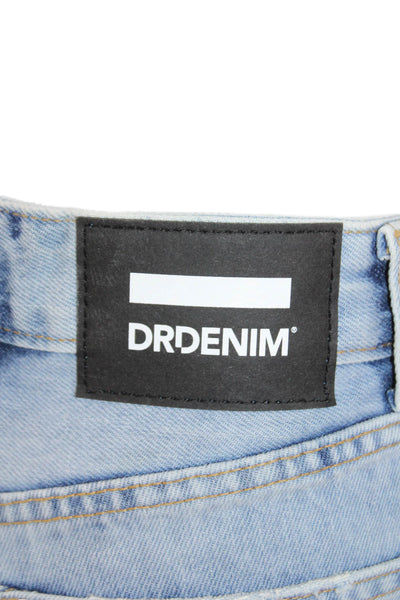Dr. Denim Womens Zipper Fly Mid Rise Fringe Denim Shorts Blue Size 24