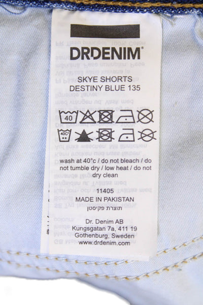 Dr. Denim Womens Zipper Fly Mid Rise Fringe Denim Shorts Blue Size 24