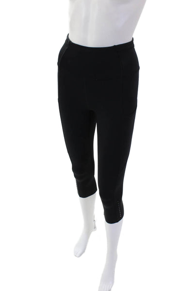 Lululemon Womens High Rise Stretch Knit Athletic Capri Leggings Jet Black Size 2