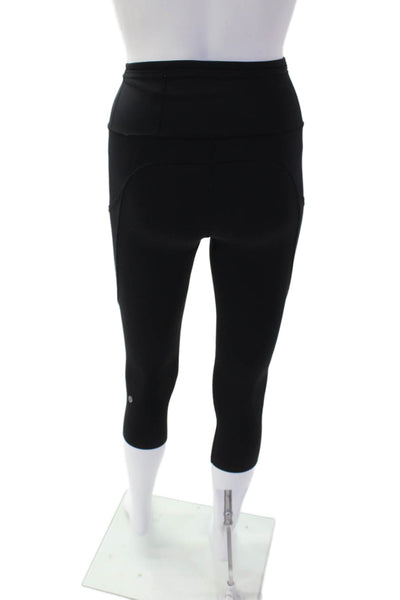 Lululemon Womens High Rise Stretch Knit Athletic Capri Leggings Jet Black Size 2