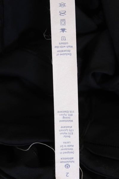 Lululemon Womens High Rise Stretch Knit Athletic Capri Leggings Jet Black Size 2