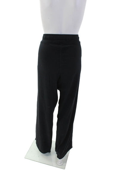 JWLA Womens Cotton Drawstring Stretch Wide-Leg Pants Solid Black Size L