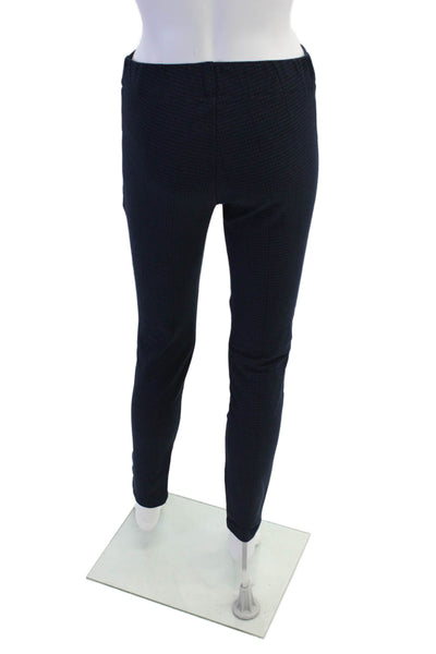 Joseph Womens Plaid High Rise Pull On Pants Navy Blue Cotton Size EUR 38