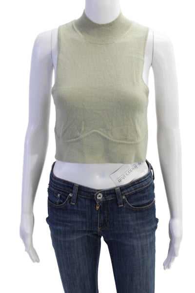 Jonathan Simkhai Womens Turtleneck Cropped Shell Sweater Gray Size Large