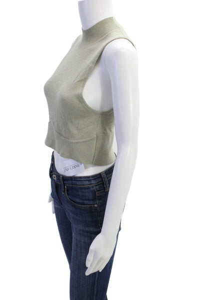Jonathan Simkhai Womens Turtleneck Cropped Shell Sweater Gray Size Large