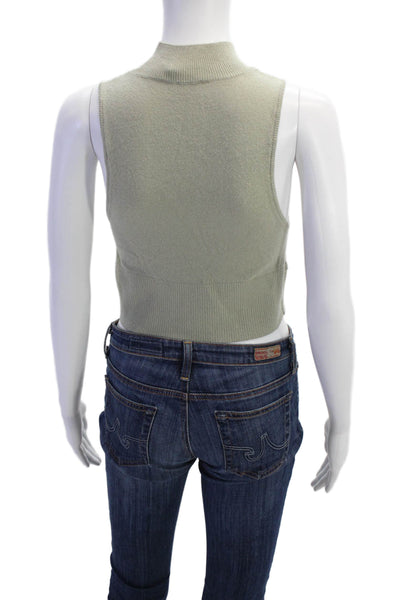 Jonathan Simkhai Womens Turtleneck Cropped Shell Sweater Gray Size Large