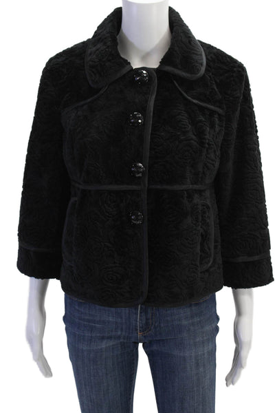 Cynthia Cynthia Steffe Womens Button Down Cropped Jacket Black Size Medium