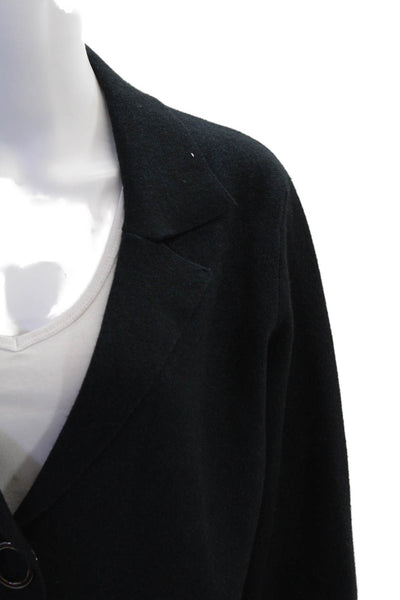 Elena Wang Womens Long Sleeves Button Down Sweater Coat Blue Black Size Medium