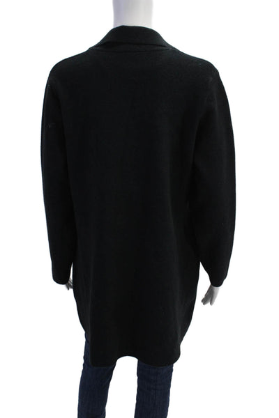 Elena Wang Womens Long Sleeves Button Down Sweater Coat Blue Black Size Medium