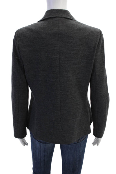 Teri Jon Sportswear Womens Rose Applique Ruffled Blazer Gray Wool Size 10