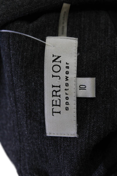 Teri Jon Sportswear Womens Rose Applique Ruffled Blazer Gray Wool Size 10