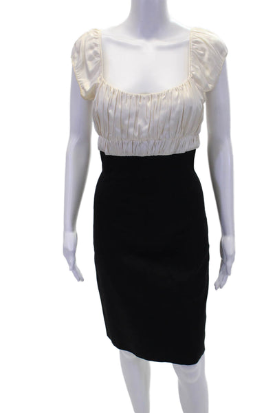Maria Bianca Nero Womens Sleeveless Square Neck Colorblock Pencil Dress Black Si
