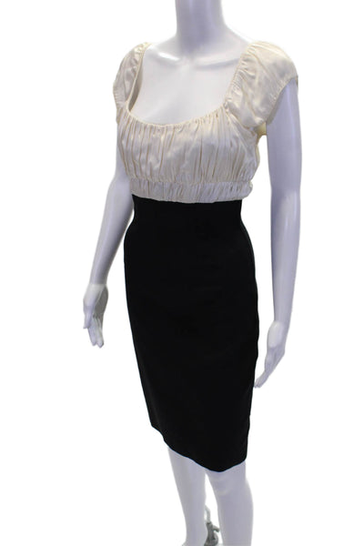 Maria Bianca Nero Womens Sleeveless Square Neck Colorblock Pencil Dress Black Si