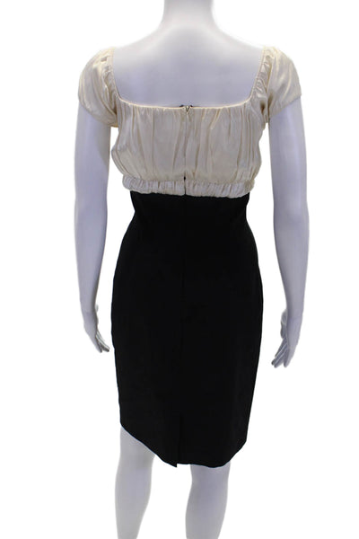 Maria Bianca Nero Womens Sleeveless Square Neck Colorblock Pencil Dress Black Si