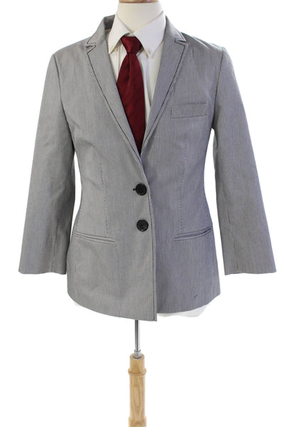 Piazza Sempione Mens Cotton Stripe Print Two Button Blazer Jacket White Size 50