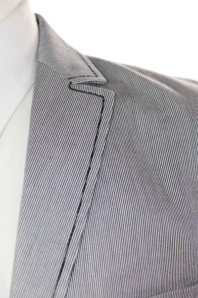 Piazza Sempione Mens Cotton Stripe Print Two Button Blazer Jacket White Size 50