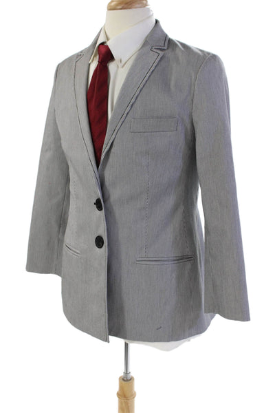 Piazza Sempione Mens Cotton Stripe Print Two Button Blazer Jacket White Size 50