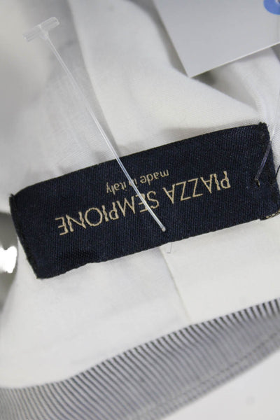 Piazza Sempione Mens Cotton Stripe Print Two Button Blazer Jacket White Size 50
