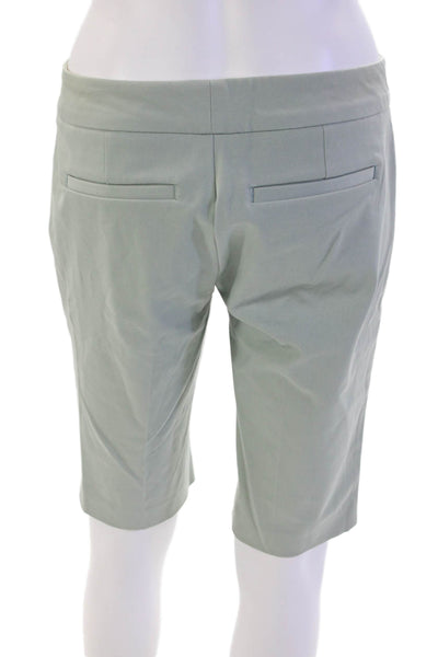 Ecru Womens Zipper Fly Mid Rise Pleated Bermuda Shorts Green Cotton Size 0