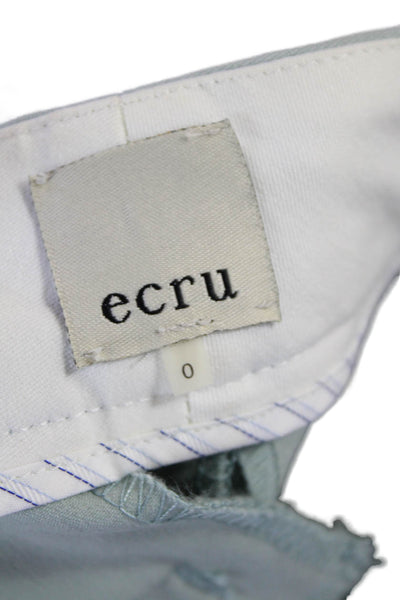 Ecru Womens Zipper Fly Mid Rise Pleated Bermuda Shorts Green Cotton Size 0