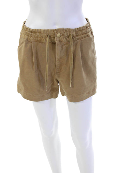 DL1961 Womens Zipper Fly Mid Rise Drawstring Twill Shorts Brown Cotton Small