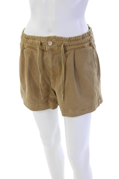 DL1961 Womens Zipper Fly Mid Rise Drawstring Twill Shorts Brown Cotton Small