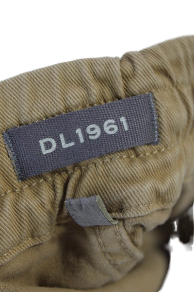 DL1961 Womens Zipper Fly Mid Rise Drawstring Twill Shorts Brown Cotton Small