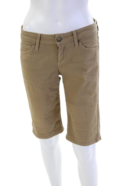 Vince Womens Zipper Fly Mid Rise Denim Bermuda Shorts Brown Size 26