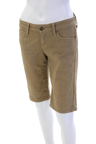 Vince Womens Zipper Fly Mid Rise Denim Bermuda Shorts Brown Size 26