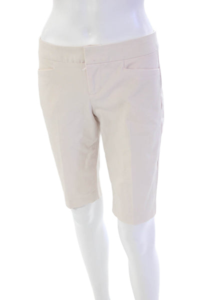 Ecru Womens Zipper Fly Mid Rise Pleated Bermuda Shorts Pink Cotton Size 2
