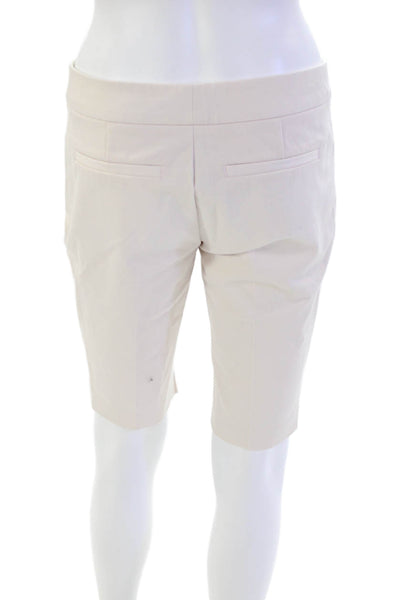 Ecru Womens Zipper Fly Mid Rise Pleated Bermuda Shorts Pink Cotton Size 2