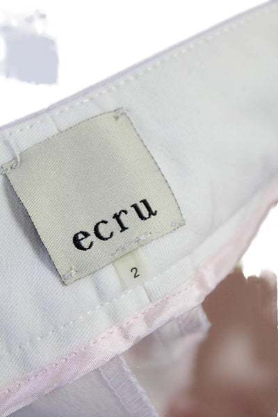 Ecru Womens Zipper Fly Mid Rise Pleated Bermuda Shorts Pink Cotton Size 2