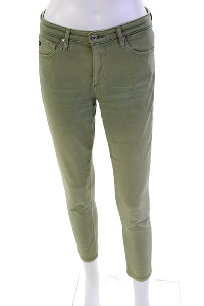 AG Adriano Goldschmied Womens Mid Rise Prima Cigarette Jeans Green Size 26