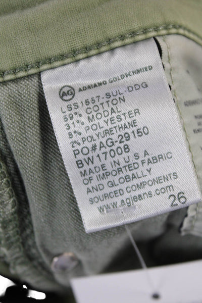 AG Adriano Goldschmied Womens Mid Rise Prima Cigarette Jeans Green Size 26