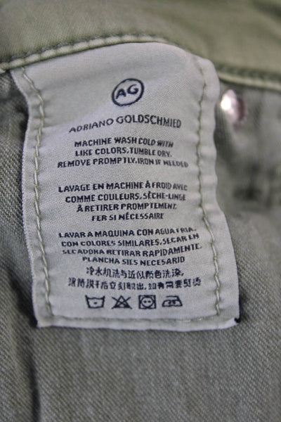 AG Adriano Goldschmied Womens Mid Rise Prima Cigarette Jeans Green Size 26