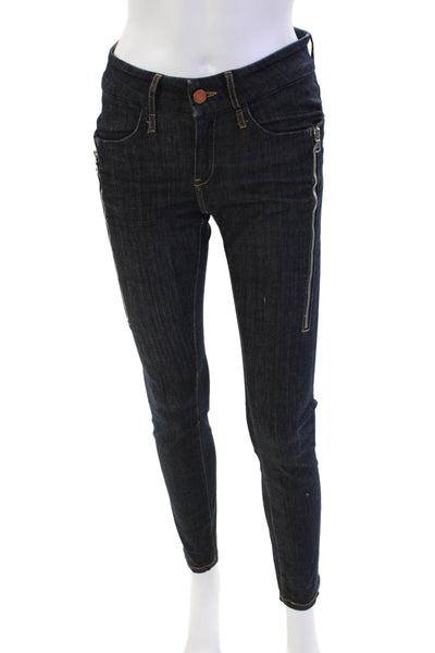 Calvin Rucker Womens Zipper Fly Mid Rise Dark Wash Skinny Jeans Blue Size 26