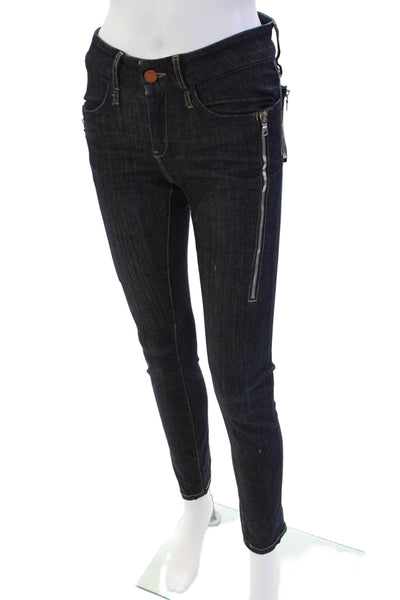 Calvin Rucker Womens Zipper Fly Mid Rise Dark Wash Skinny Jeans Blue Size 26