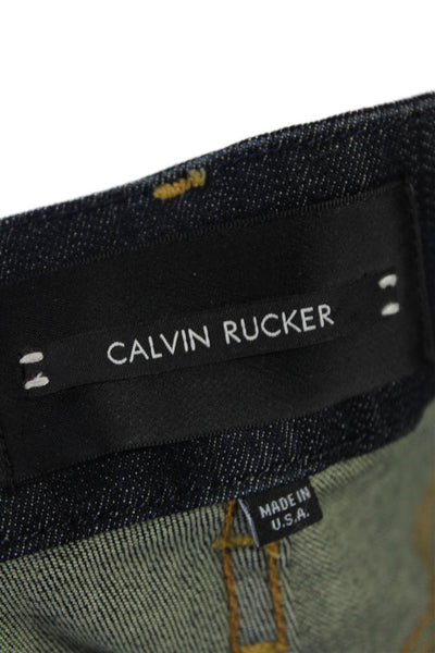 Calvin Rucker Womens Zipper Fly Mid Rise Dark Wash Skinny Jeans Blue Size 26