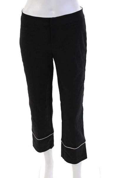 Ecru Womens Zipper Fly Mid Rise Straight Cuffed Trouser Pants Black White Size 2
