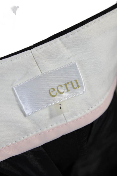 Ecru Womens Zipper Fly Mid Rise Straight Cuffed Trouser Pants Black White Size 2