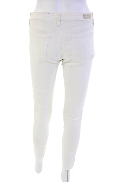 AG Adriano Goldschmied Womens Mid Rise Distressed Legging Ankle Jeans White 26